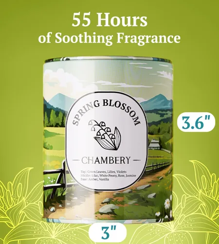 Vista 2 de Velas CHAMBERY Primavera en Flor Vista del Campo de Nueva Inglaterra Fragancia Floral Ligera Perfecta para Primavera Ideal para Regalo del Día