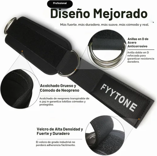 Vista 4 de Correa de tobillo (par) para máquina de cable, brazalete de tobillo para patadas hacia atrás, extensiones de piernas, ejercicios de la parte