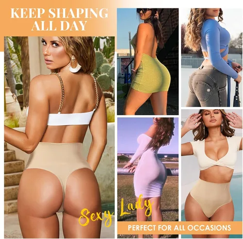 Vista 4 de Tanga moldeadora de abdomen para mujer, sin costuras, moldeadora de cuerpo, ropa