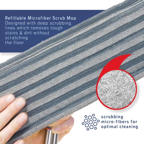 Vista 5 de Sistema de limpieza de microfibra para mopa de piso, lavable y microfibra reutilizable para madera dura, laminado y azulejos, trapeador de polvo