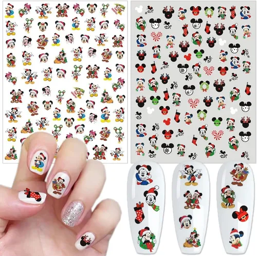 Vista 2 de 4 bonitas calcomanías de uñas de dibujos animados autoadhesivos 3D, suministros de decoración de uñas de Navidad, calcomanías de uñas Kawaii
