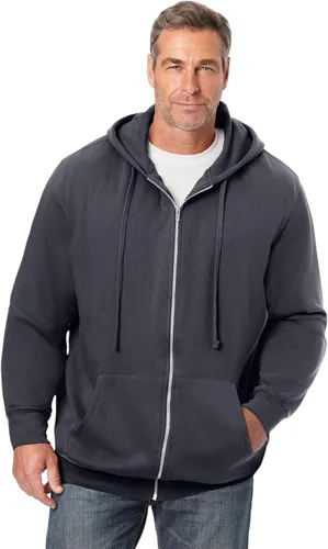 Vista 36 de KingSize - Chaqueta de forro polar con capucha y cremallera frontal para hombre Negro