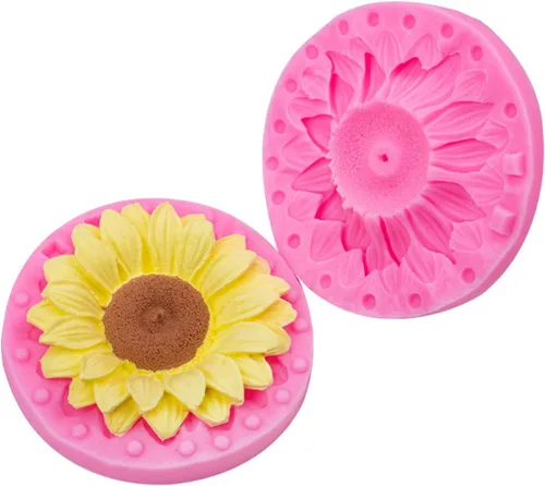 Vista 20 de 2 Piezas Pequeño Molde de Girasol de Silicona para Decoración de Fondant, Chocolate, Caramelo, Pastel, Vela, Jabón, Hornear, Pasta de Polímero