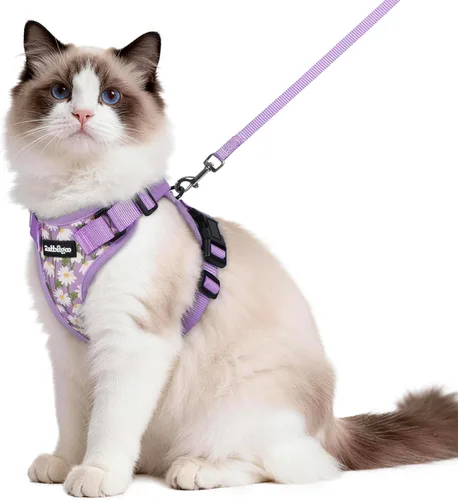 Vista 81 de rabbitgoo Cat Harness and Leash Set, Escape Proof Vest, XXS, Berry Pounce Soft Breathable Mesh, No-choke Adjustable Fit, Snap Buckles, Sturdy