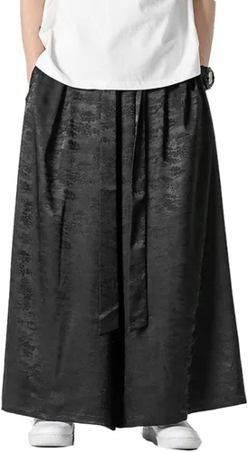 Vista 12 de Seidarise Pantalones de yoga japoneses de lino estilo harén de pierna ancha para hombre, estilo harén, estilo hip hop, holgados