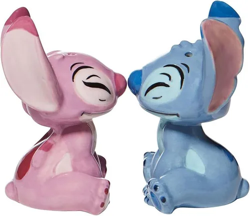 Vista 3 de Enesco Disney Cerámicas Stitch y Ángel - Juego de salero y pimentero, 3.5 pulgadas, multicolor