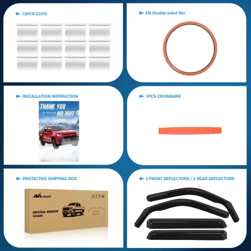 Vista 6 de Nilight - Deflectores de lluvia en canal para Ford Bronco Sport 2021 2022 2023 2024, deflectores de ventana originales, viseras de ventilación
