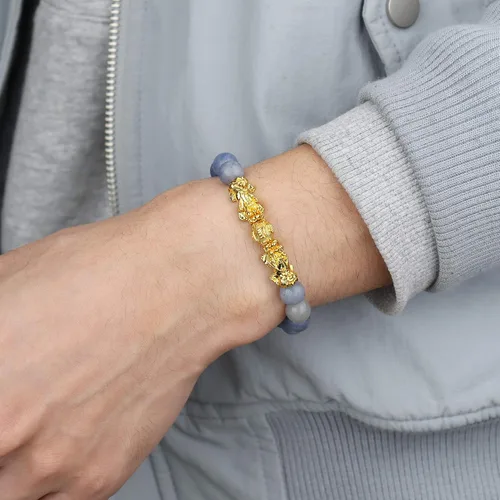 Vista 6 de sailimue Juego de 6 pulseras Feng Shui Pixiu de buena suerte para hombres y mujeres, pulsera de cuentas de ojo de tigre de piedra natural, pulsera