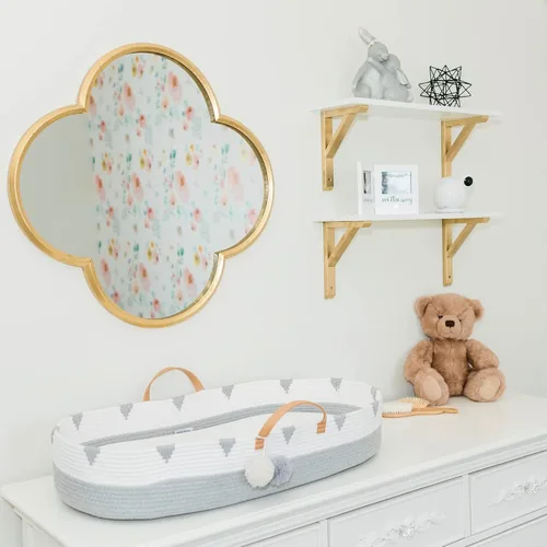Vista 9 de Vesta Baby Cesta cambiadora de moisés de cuerda de algodón tejida, portátil, para cuarto de bebé, con almohadilla de espuma suave y 2 fundas