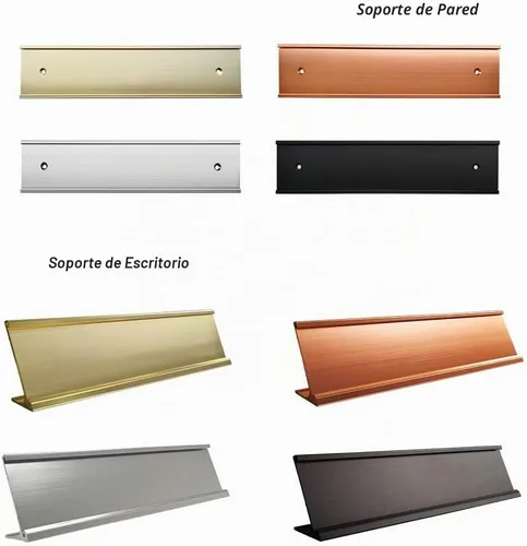 Vista 3 de Placa personalizada con nombre con soporte para pared o escritorio, grabado personalizado 2 x 8