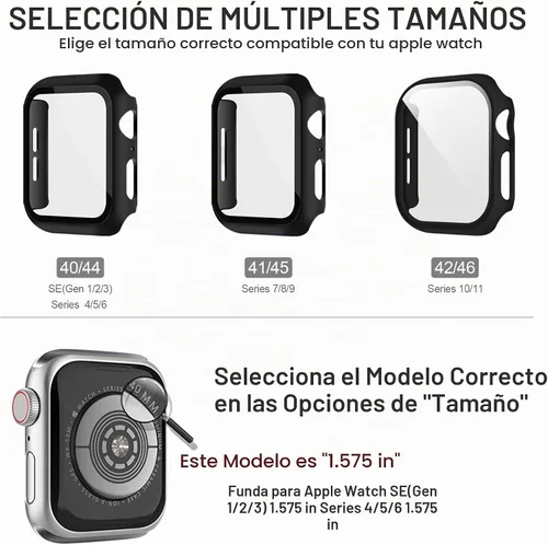 Vista 3 de Paquete de 3 fundas con protector de pantalla para Apple Watch de Negro + rosa intenso + morado oscuro