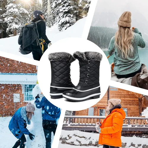 Vista 6 de mysoft Women's Waterproof Winter Boots, Warm Insulated Snow Boots for Outdoor