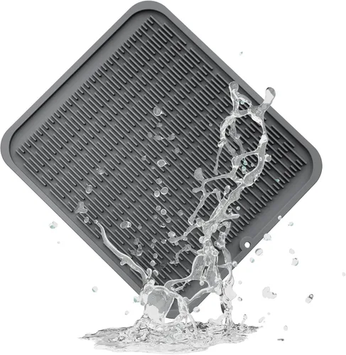 Vista 11 de ZLR 2 bandejas de silicona para fregadero (6 x 12 pulgadas/6.024 x 12.008 in) - Soporte estrecho para esponja para encimera de cocina - Tapete Negro