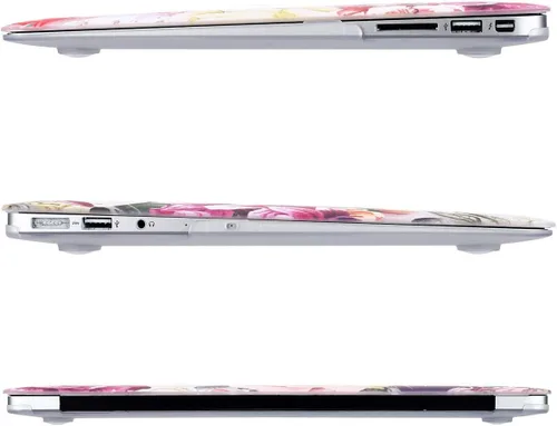 Vista 5 de MOSISO Funda compatible con MacBook Air de 13 pulgadas (A1369 y A1466, versión anterior 2010-2017), carcasa rígida de plástico con hojas de rosa