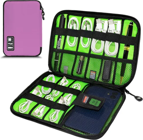 Vista 9 de Organizador de Electrónica, Funda Organizadora de Cables de Viaje, Bolsas Organizadoras de Cables Portátiles, Estuche de Almacenamiento