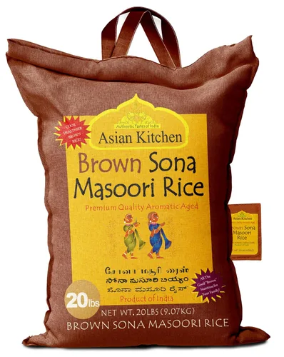 Vista 16 de Asian Kitchen Brown Sona Masoori - Arroz envejecido de 40 libras, 40 libras (40.0 lbs) de arroz de grano corto ~ Todo natural Apto para gluten