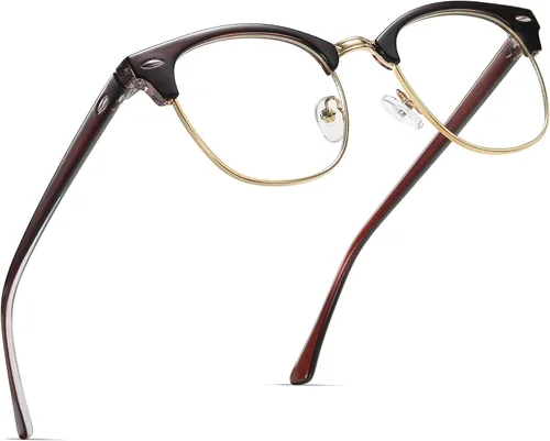 Vista 36 de Blue Light Blocking Glasses Anti Eyestrain Computer Gaming Glasses Vintage Half Frame UV Clear Lens for Women Men
