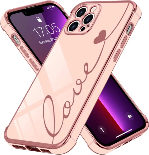 Vista 32 de LCHULLE Funda compatible con iPhone 12 para mujeres y niñas, bonito diseño de corazón de amor con enchapado de lujo, cubierta de TPU suave a prueba