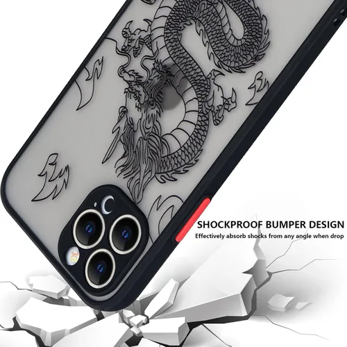 Vista 4 de Funda compatible con iPhone 15 Pro, diseño moderno de dragón 3D con diseño de animal de dragón esmerilado, parte trasera de policarbonato duro