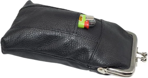 Vista 8 de Caja de cigarrillos de cuero Pack Holder Regular o 100's Lighter Pocket (negro)