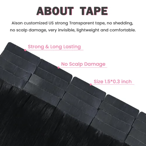 Vista 4 de Extensiones de cabello humano real color negro azabache, extensiones de cabello humano 100% Remy, sedosas y lacias, para mujeres, 20 unidades por