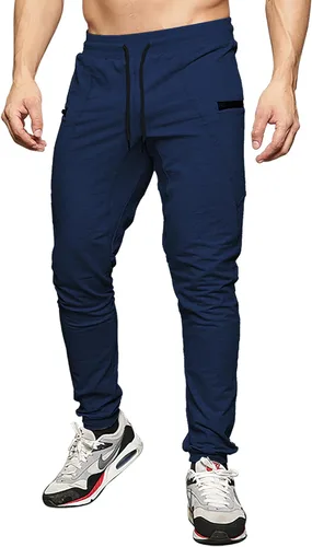 Vista 3 de MAIKANONG Pantalones deportivos ajustados para hombre, pantalones de entrenamiento para gimnasio, correr, atletismo, casual
