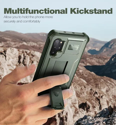 Vista 5 de Dexnor Funda para Samsung Galaxy Note 10+ Plus, [protector de pantalla y soporte integrados] Protección de grado militar de servicio pesado a prueba