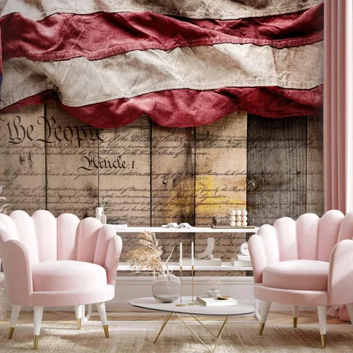 Vista 2 de artgeist Premium Wall Mural Flag America 98x69 in - Non-Woven Wallpaper Fleece Wall Decor Photo Print Picture Image Design Home Mural Wood US USA #01