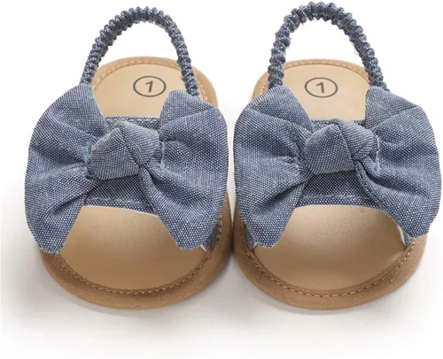 Vista 4 de COSANKIM Sandalias de verano para bebés y niñas con suela suave de flores, zapatos de vestir para cuna, recién nacidos, para recién nacidos