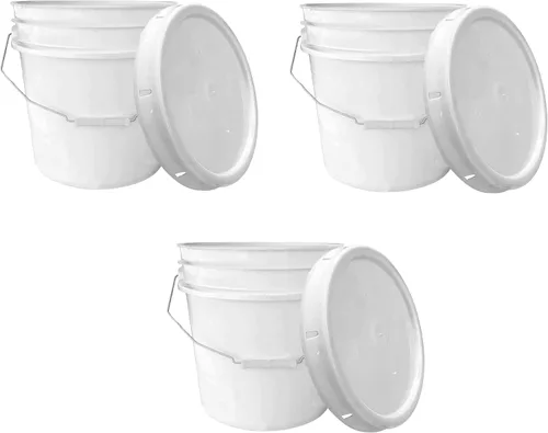 Vista 9 de MKS Plastics Cubo de 3.5 galones con tapa hermética, fabricado en Estados Unidos, plástico libre de BPA de grado alimenticio, resistente multiuso