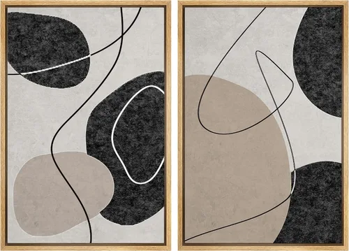 Vista 113 de SIGNWIN Lienzo enmarcado para pared, ilustraciones abstractas texturizadas en tonos beige terrosos, arte moderno, decorativo, contemporáneo