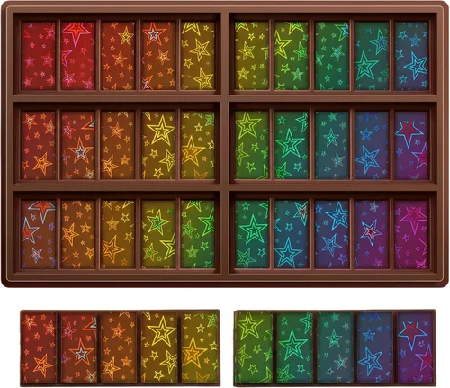 Vista 9 de Ziliny Molde holográfico de barra de chocolate rosa de silicona, barra de chocolate con efecto de luz arco iris, moldes profundos y gruesos