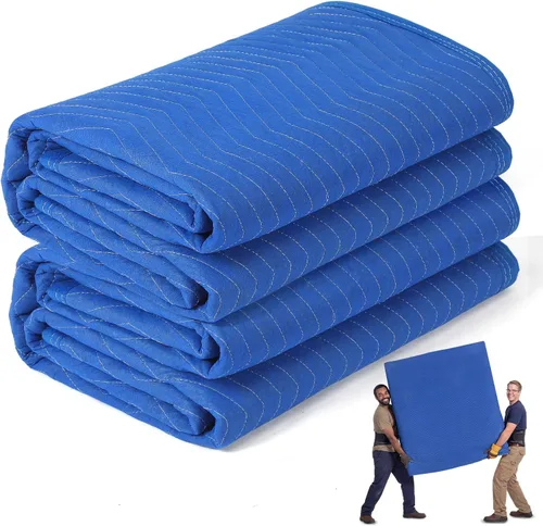 Vista 11 de Peryiter Paquete de 2 mantas móviles extra grandes de 96 x 80 pulgadas, almohadillas de mudanza resistentes de 4.4 libras y mantas de embalaje Negro