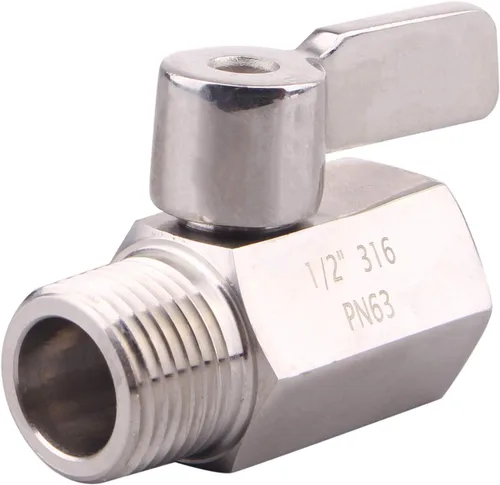 Vista 15 de DERNORD - Miniválvula de bola de 1 pulgada en acero inoxidable NPT hembra x macho con rosca SUS304