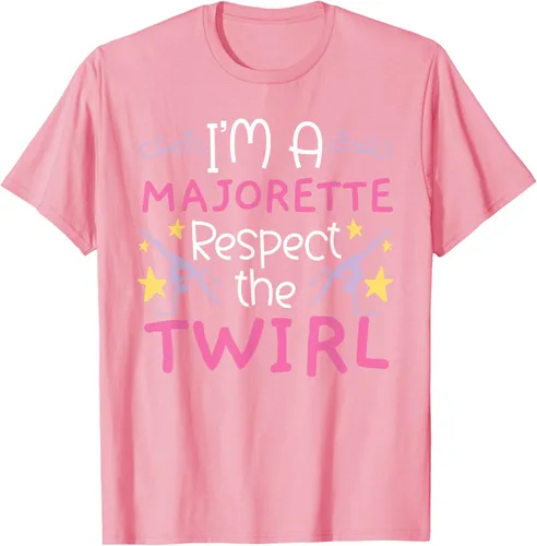 Vista 26 de Camiseta con texto en inglés "I A Majorette Respect The Twirl Baton Twirling", Negro