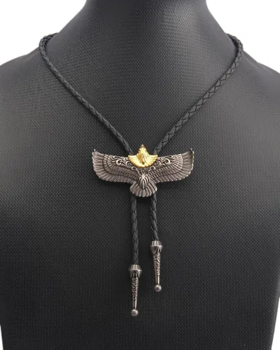Vista 269 de Jeilwiy Corbata de bolo para hombre, corbata de vaquero occidental, collar de corbata de bolo dorado, corbata de cuero, corbata de Halloween