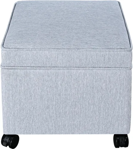Vista 30 de Adeco Otomán Cubo de Piel Sintética Blanca de 18 Pulgadas de Alto con Almacenamiento, Taburetes Reposapiés de Silla de Terciopelo en Relieve 3D