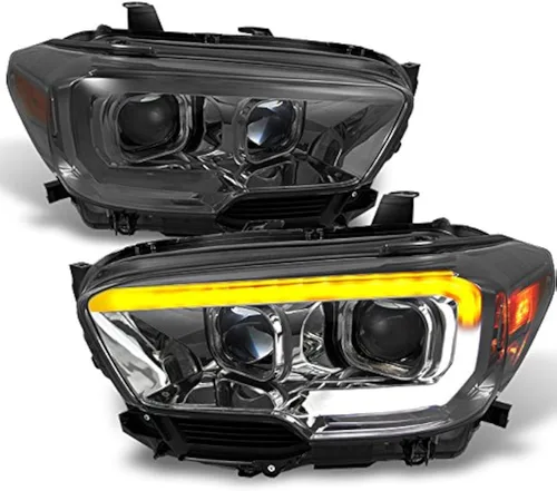 Vista 6 de AKKON - Para nuevo diseño secuencial de tubo LED negro 2016-2023 Toyota Tacoma SR/SR5 Faros delanteros de proyector cuadrado dual