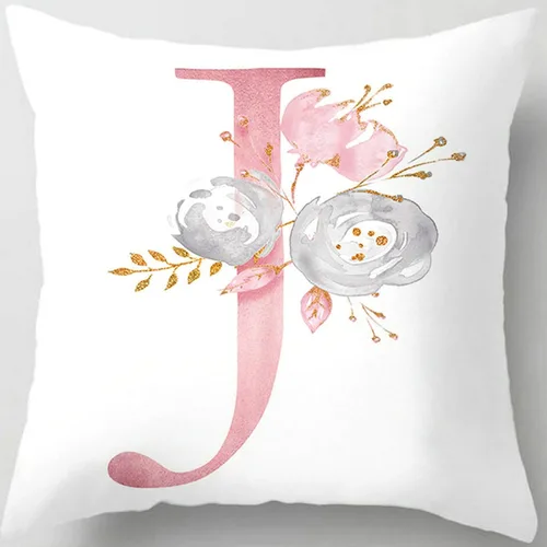 Vista 23 de Fundas de almohada rosa, lindas fundas de almohada decorativas con alfabeto, fundas de cojín cuadradas, protectores de almohada con letras