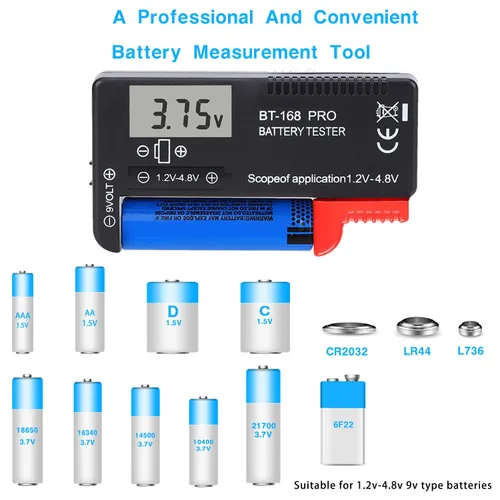 Vista 2 de Probador de batería LCD digital de 3 piezas, comprobador de batería universal para AA AAA 1.5 V 3.7 V o 1.2 ~ 4.8 V 9 V, probadores de nivel de vida