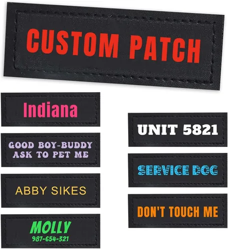 Vista 13 de Parches personalizados con nombre para arnés o collar de perro, texto personalizable, parches tácticos extraíbles, 2 parches personalizados