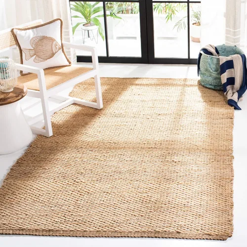 Vista 14 de Alfombra de área de yute natural tejido a mano Safavieh NF459A, de la colección de fibra natural (5 pies x 8 pies), Yute, Natural