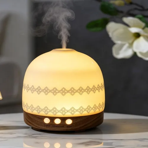 Vista 2 de Difusor de aromaterapia, 10.1 fl oz, hecho a mano, aceites esenciales, difusores de cerámica para hogar grande con humidificador de niebla fría
