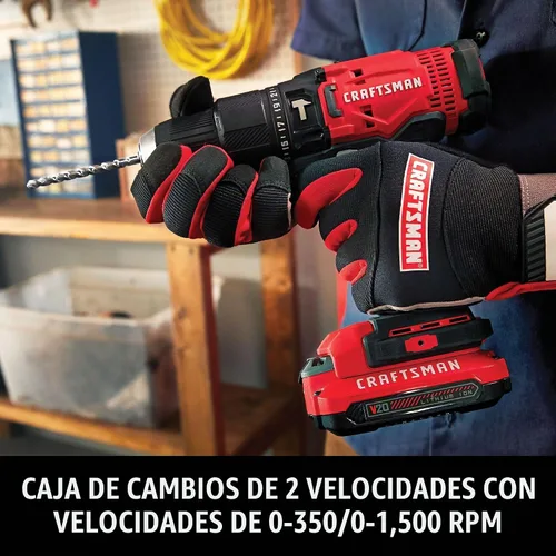 Vista 3 de CRAFTSMAN Taladro de martillo inalámbrico V20, 1/2 pulgada, batería y cargador incluidos (CMCD711D1)