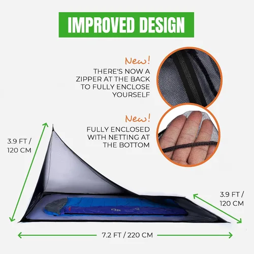 Vista 2 de MEKKAPRO Mosquitera para acampar con bolsa de transporte, tienda de campaña, red de mosquitos compacta y ligera para camping, mosquitera para cama