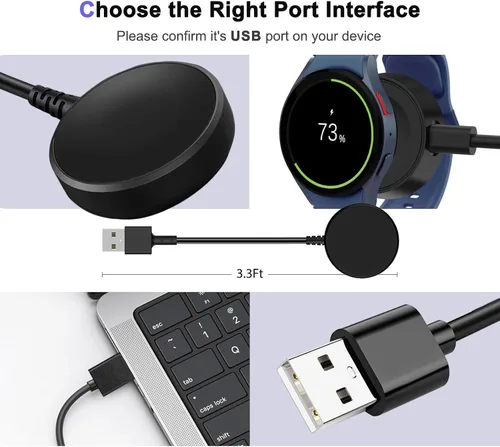 Vista 4 de Paquete de 2 adaptadores de cargador de reloj compatibles con Samsung Galaxy Watch 8/8 Classic /7/6/5/4/3/FE/Active 2/Active Classic/5/5 Pro/4/4