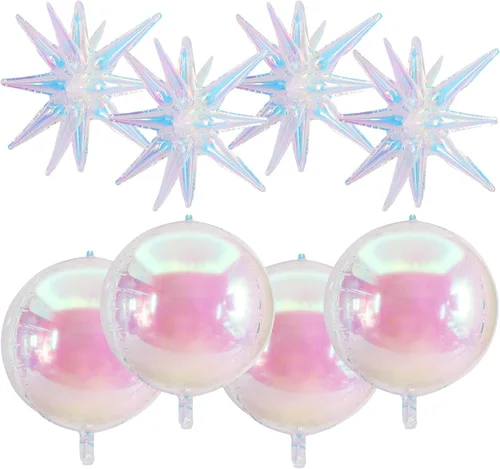 Vista 35 de TONIFUL 4 globos 4D enormes de estrella negra de 22 pulgadas, globos de aluminio de Mylar de estrella explosión para suministros de fiesta, telón