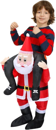 Vista 3 de Resllche Disfraz de Navidad Fiesta Cosplay Montado Ciclismo Santa Claus Ropa Inflable