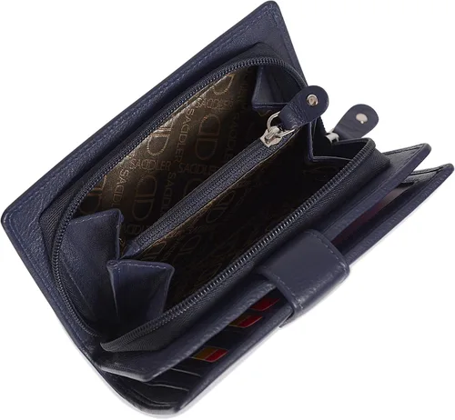 Vista 4 de SADDLER Billetera de cuero de lujo para mujer, cartera RFID con cremallera, tarjetero de crédito de alta capacidad con monedero grande