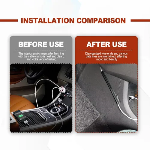Vista 4 de Fundas de cable ocultas para automóviles, bastidores de cables, fundas de cable de alimentación para automóviles, correctores de cable adhesivos